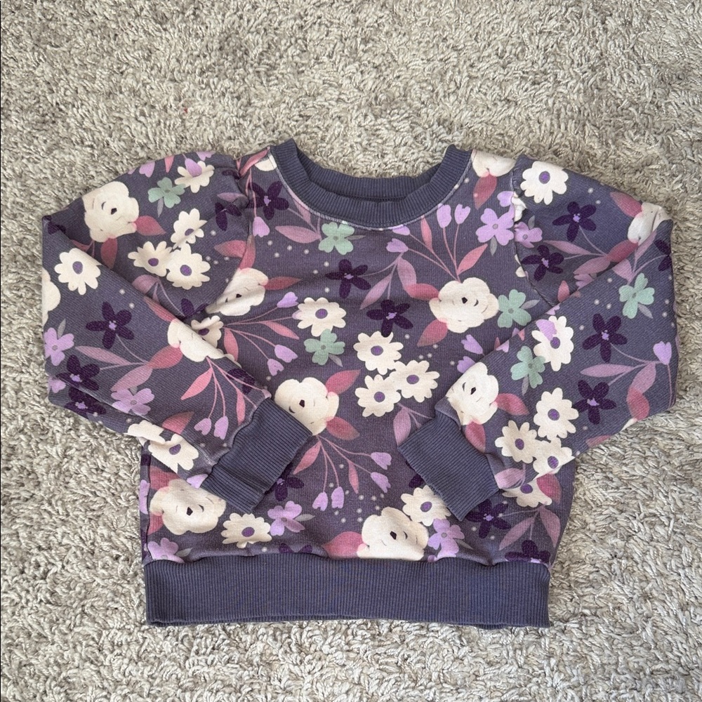 Little Sleepies Kids Floral Sweatshirt - Purple and White